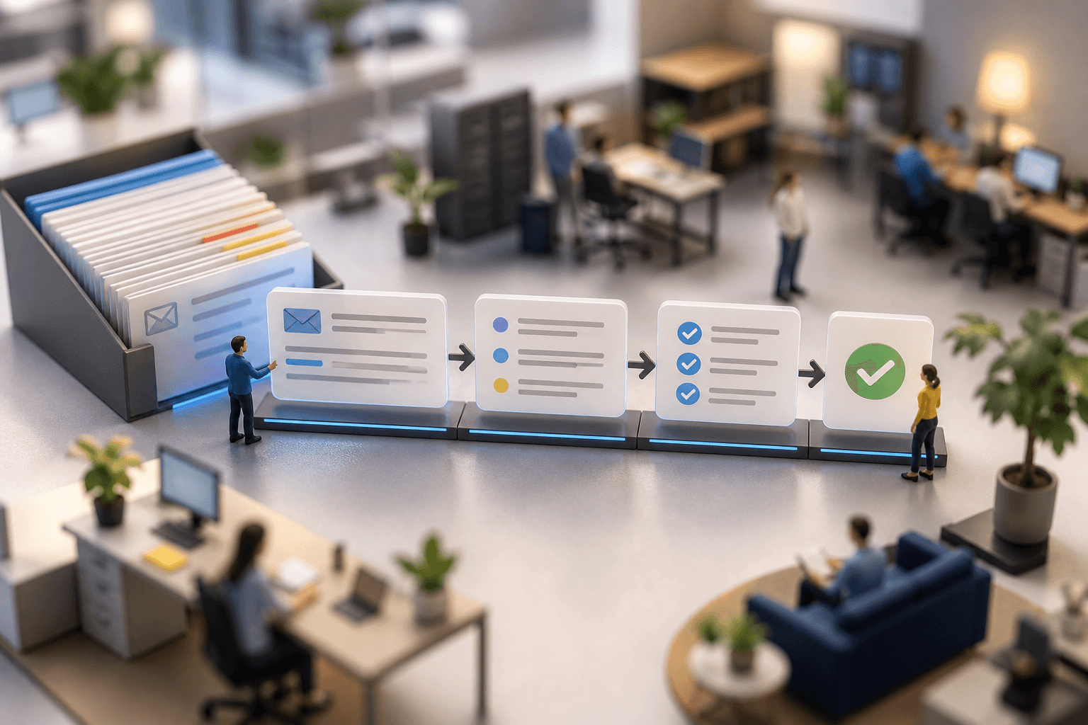 AI orchestrating email workflows across multiple productivity platforms
